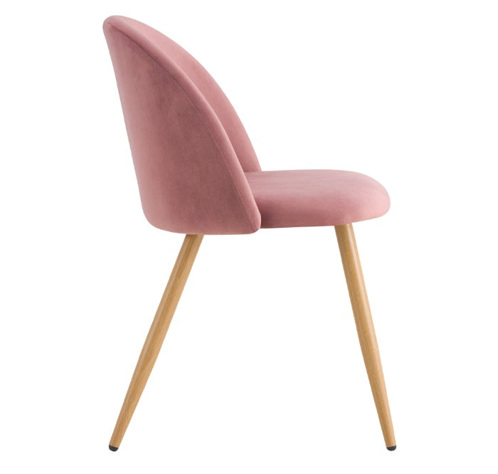 Moderner Samt Esszimmerstuhl (Rosa) - Eleganz mit Metallbeinen in Holzoptik