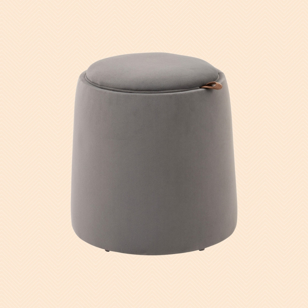 2-in-1 Hocker mit Stauraum in Dunkelgrau Samtoptik – Ottomane mit Abnehmbarem Tablett-Deckel