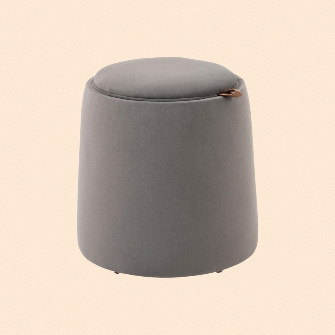 2-in-1 Hocker mit Stauraum in Dunkelgrau Samtoptik – Ottomane mit Abnehmbarem Tablett-Deckel