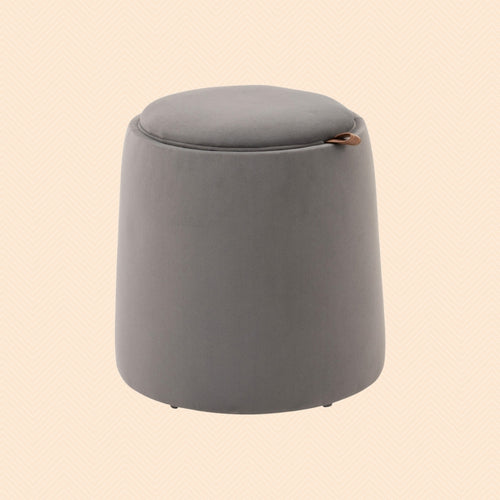2-in-1 Hocker mit Stauraum in Dunkelgrau Samtoptik – Ottomane mit Abnehmbarem Tablett-Deckel