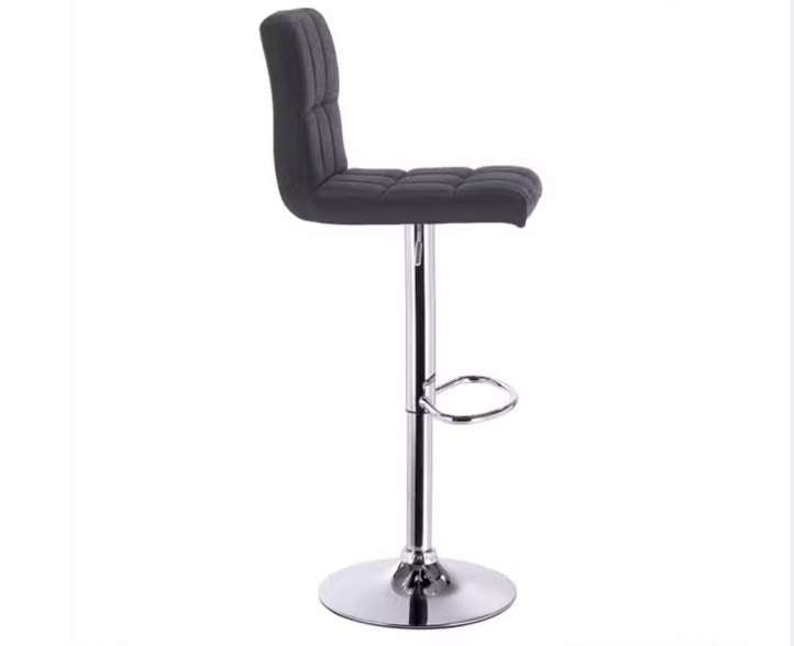 2er-Set Barhocker – Schwarz, Kunstleder Sitzfläche, Höhenverstellbar, Metallfuß
