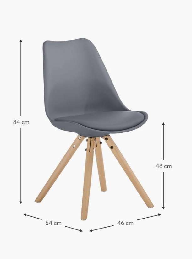 Nordischer Esszimmerstuhl – Dunkelgrau, Kunstleder Sitz, Buche Holzbeine
