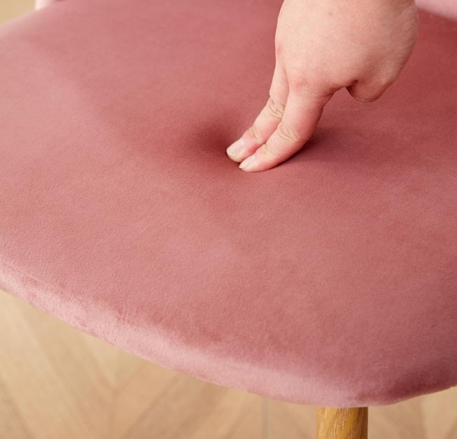 Moderner Samt Esszimmerstuhl (Rosa) - Eleganz mit Metallbeinen in Holzoptik