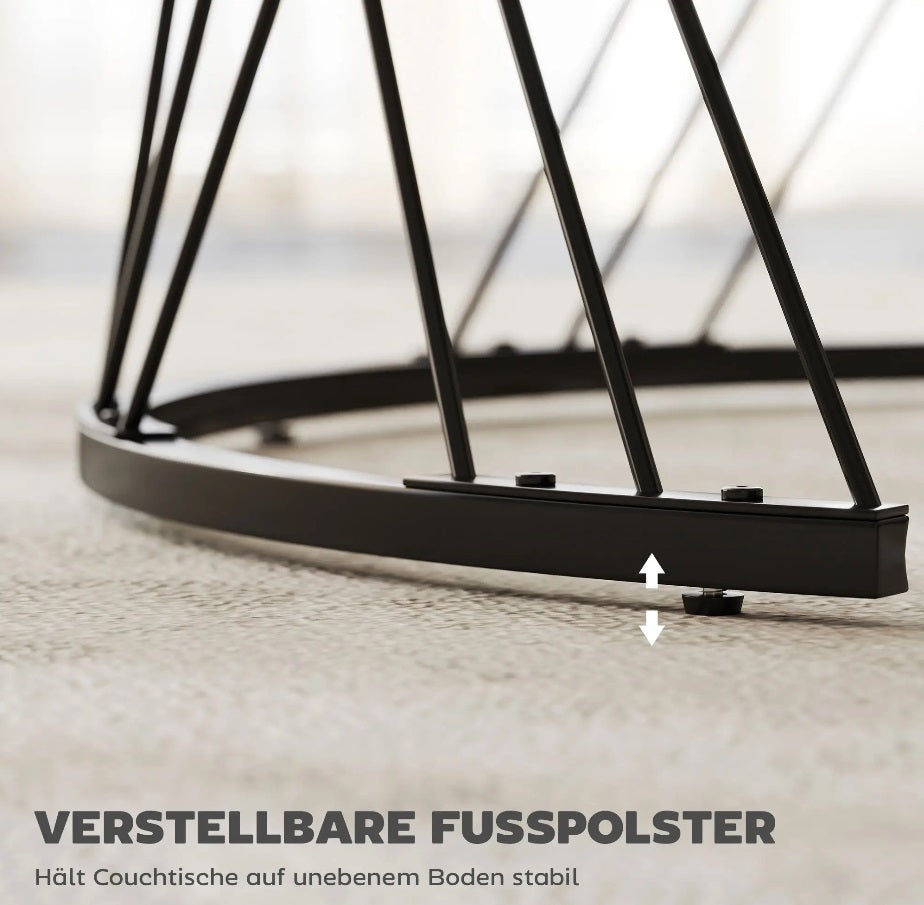 Couchtische 2er-Set Weiß – Runde Satztische (Ø70/Ø44,5 cm) in Marmor-Optik, ineinanderstellbar