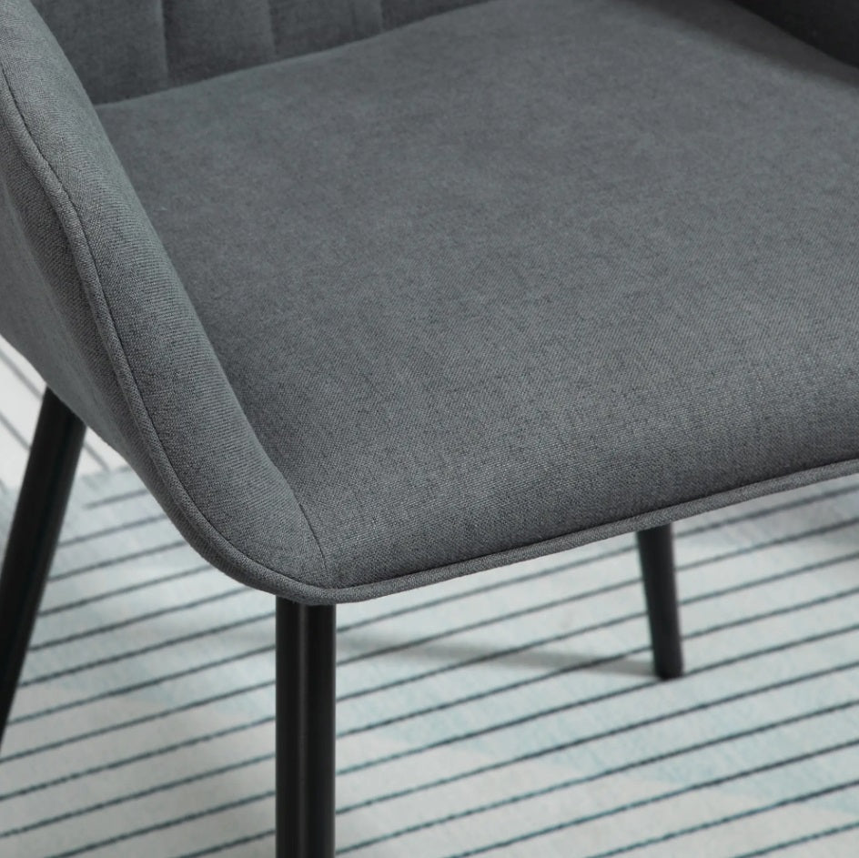 2er Set Armlehnstühle Dunkelgrau Leinen – Skandinavisch & Ergonomisch
