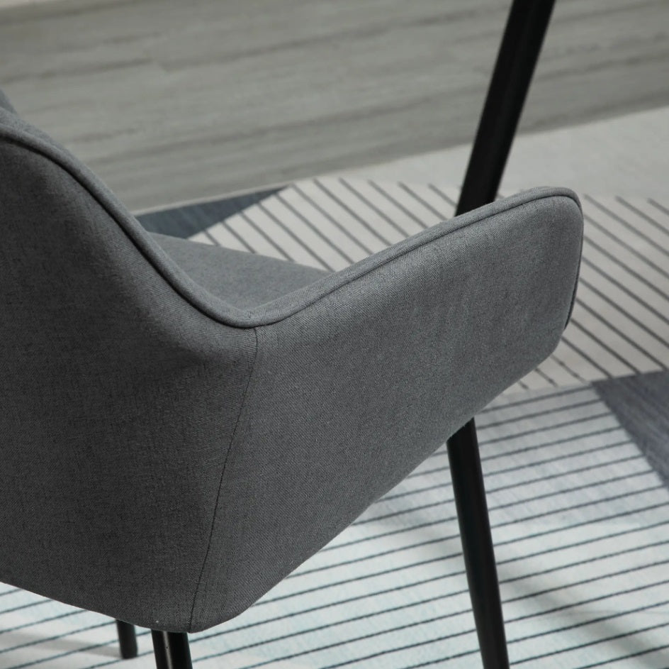 2er Set Armlehnstühle Dunkelgrau Leinen – Skandinavisch & Ergonomisch