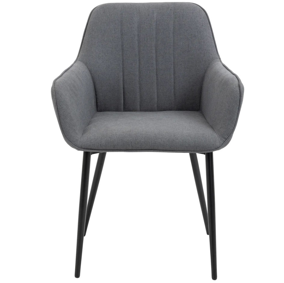 2er Set Armlehnstühle Dunkelgrau Leinen – Skandinavisch & Ergonomisch