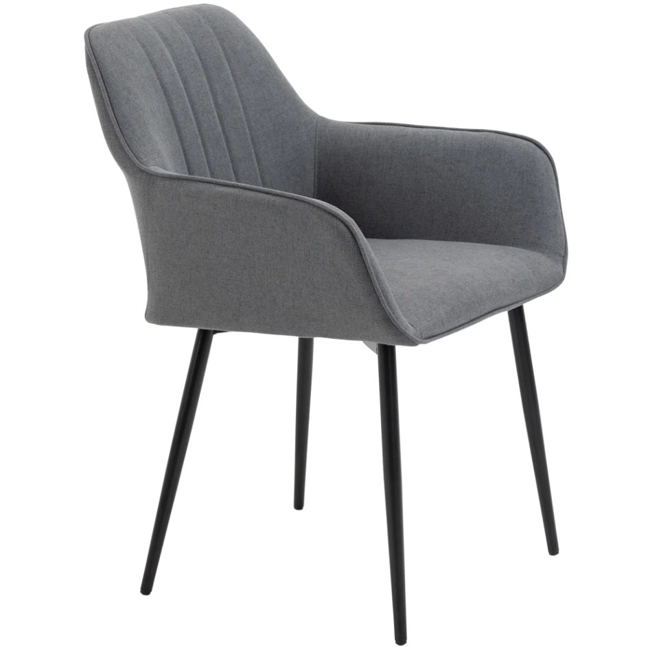 2er Set Armlehnstühle Dunkelgrau Leinen – Skandinavisch & Ergonomisch