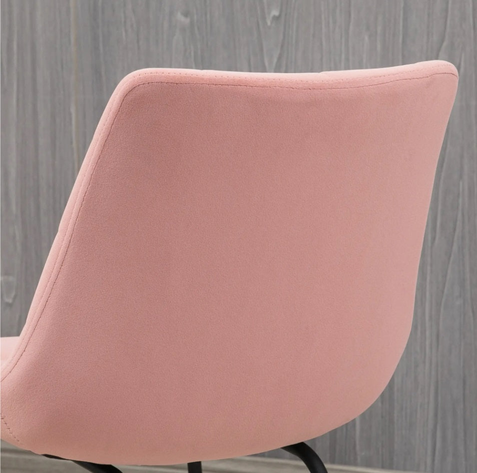 2er Set Samt Esszimmerstühle Rosa – Akzentstühle im Modernen Retro-Design