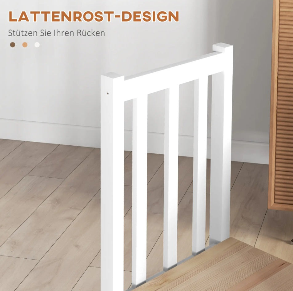 4er Set Massivholz Esszimmerstühle – Küchenstühle im Modernen Landhausstil Weiß/Natur