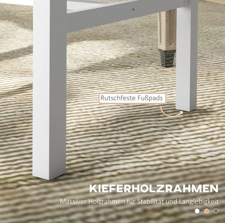 4er Set Massivholz Esszimmerstühle – Küchenstühle im Modernen Landhausstil Weiß/Natur