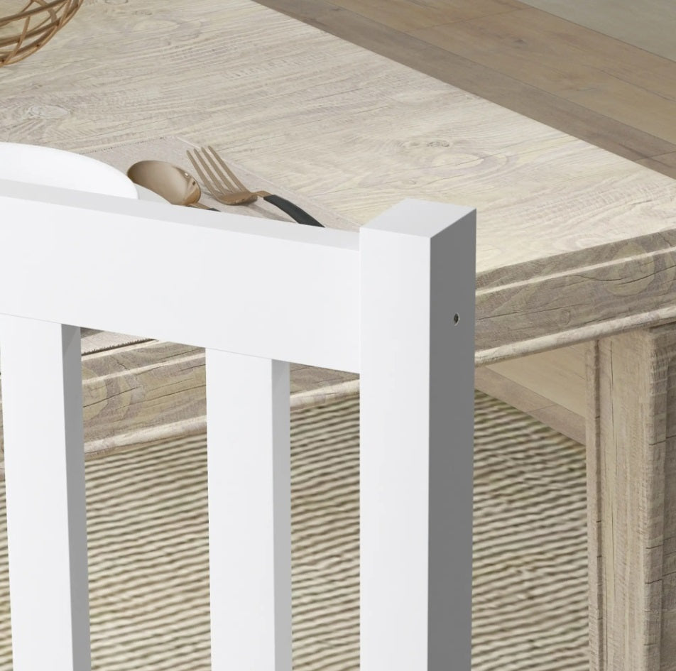 4er Set Massivholz Esszimmerstühle – Küchenstühle im Modernen Landhausstil Weiß/Natur