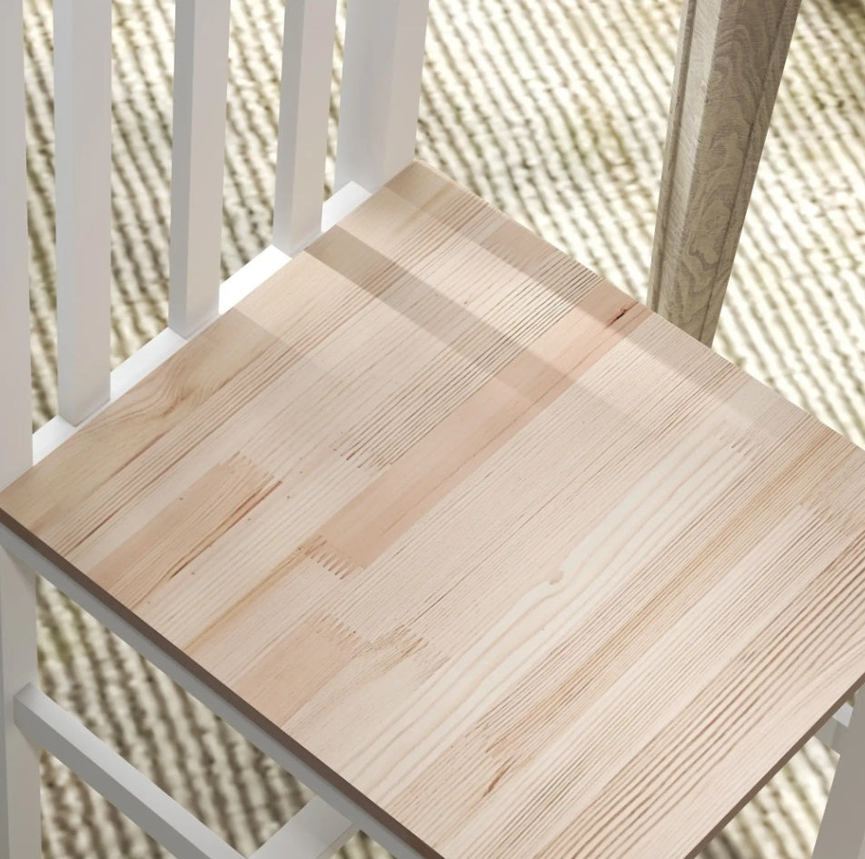 4er Set Massivholz Esszimmerstühle – Küchenstühle im Modernen Landhausstil Weiß/Natur