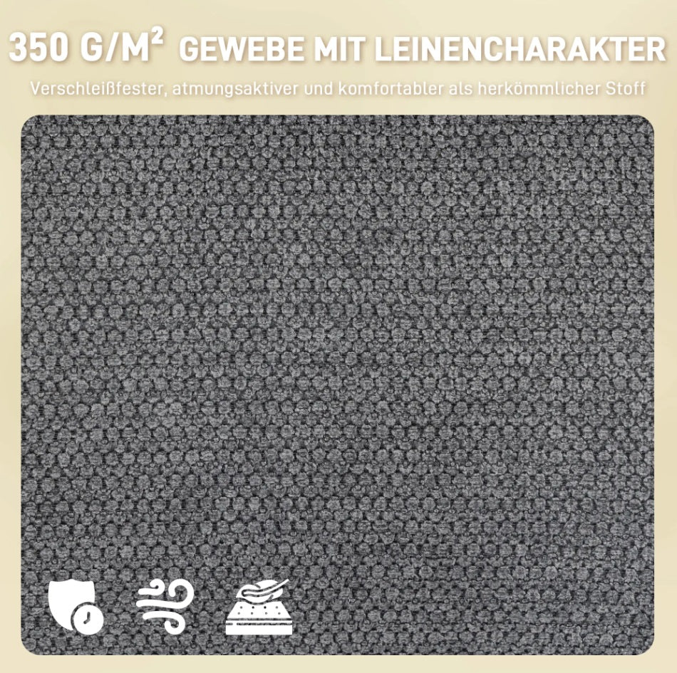 Gepolsterter Esszimmer Drehstuhl Grau – 360° Funktion, 10 cm Dicke Polsterung & Leinen-Optik