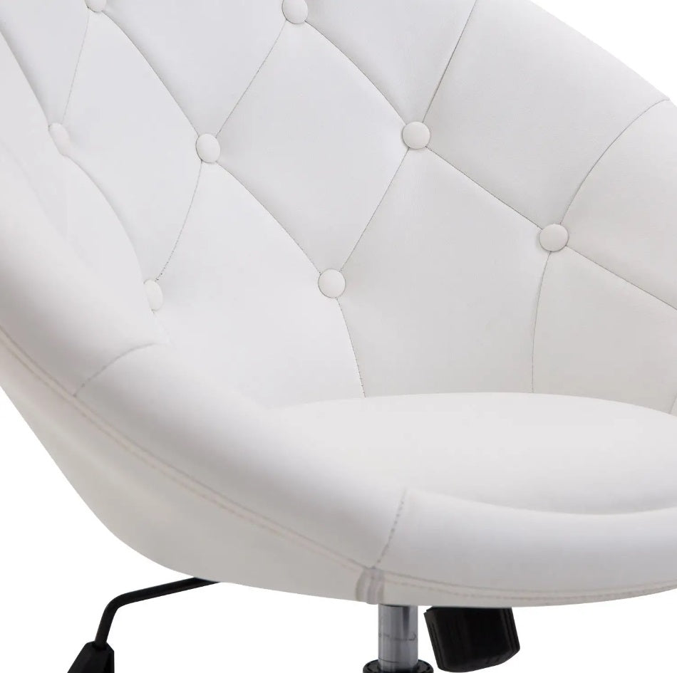 Loungesessel Drehhocker Weiß Kunstleder – Höhenverstellbarer Relaxsessel mit Wippmechanik