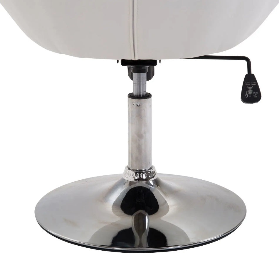 Loungesessel Drehhocker Weiß Kunstleder – Höhenverstellbarer Relaxsessel mit Wippmechanik