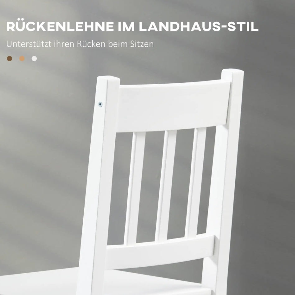 2er Set Esszimmerstühle Massivholz Weiß – Klassisches Design aus Kiefernholz