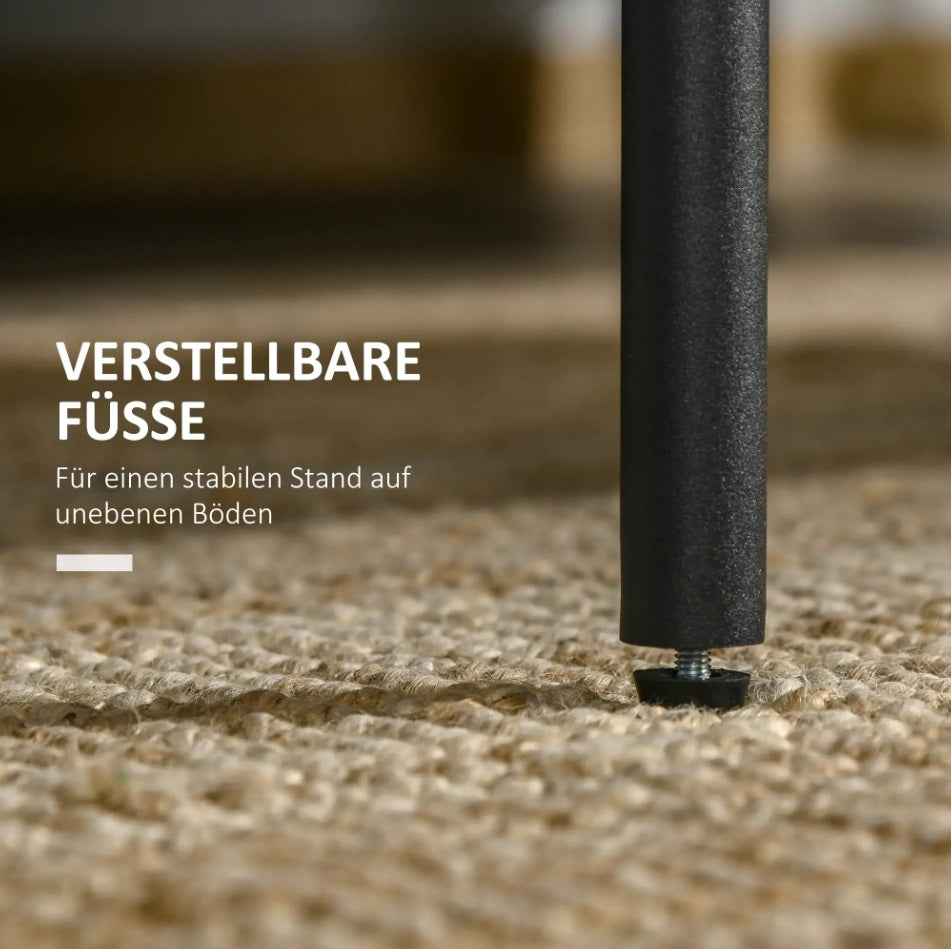 Couchtisch mit Ablage Weiß – Glastisch, 100x55 cm, Stahlrahmen, Modern