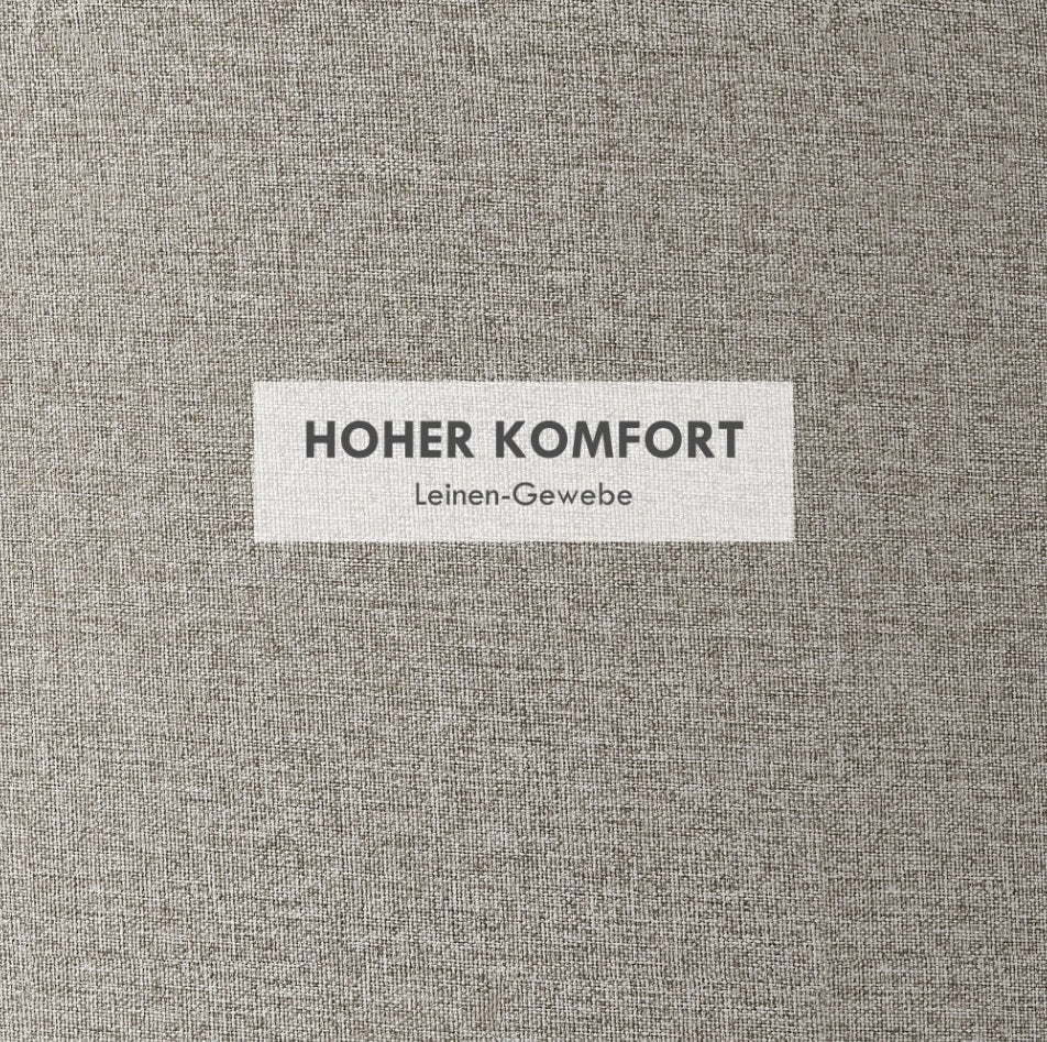 Hocker Hellgrau (56x56 cm) mit Stauraum – Leinenoptik Ottomane mit umkehrbarem Tablett-Deckel