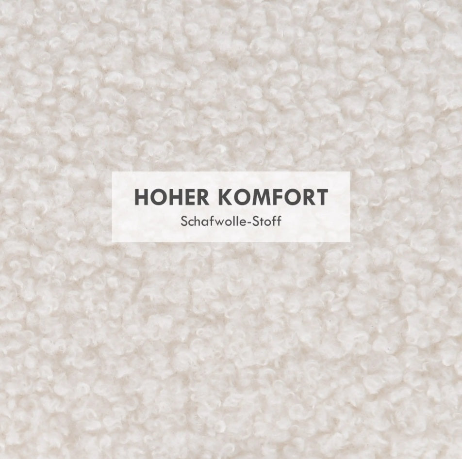 Hocker Weiß (56x56 cm) mit Stauraum – Teddyfleece Ottomane mit umkehrbarem Tablett-Deckel