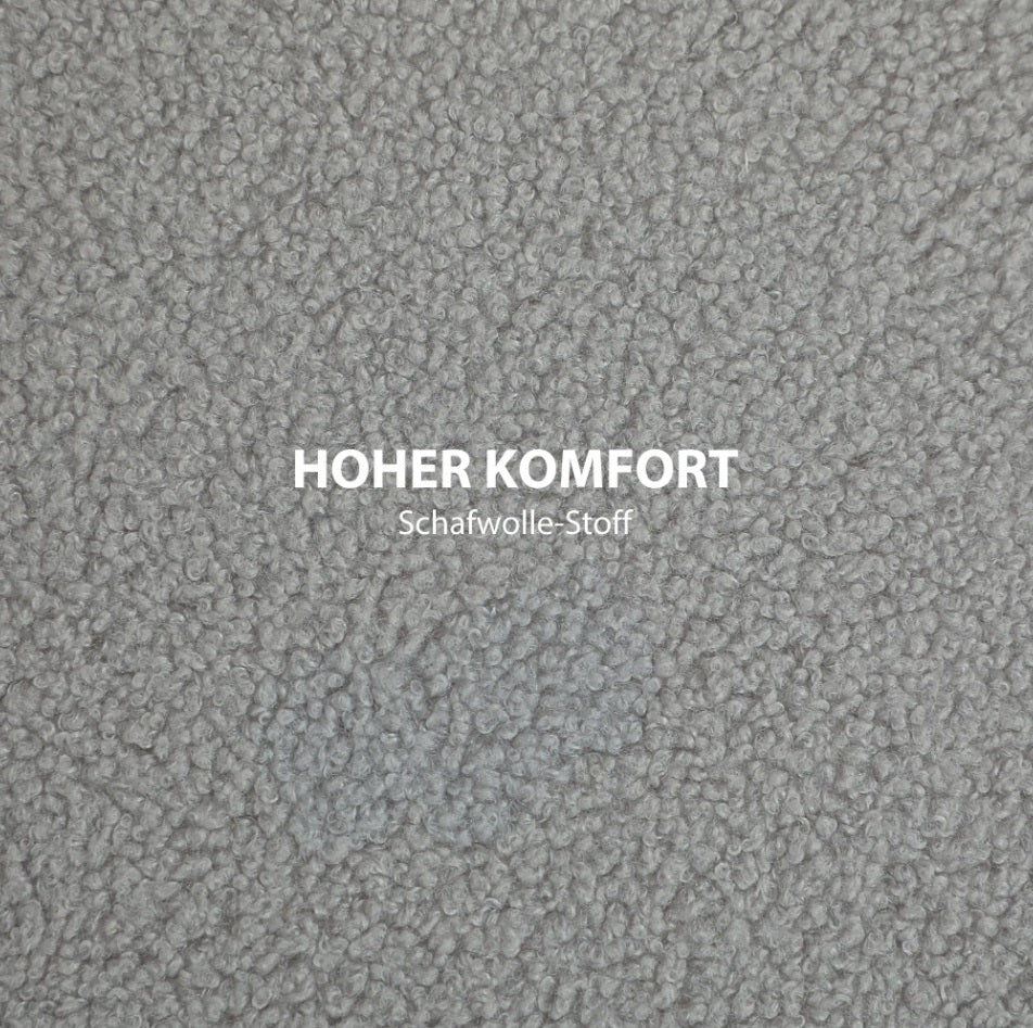 Hocker Grau (56x56 cm) mit Stauraum – Teddyfleece Ottomane mit umkehrbarem Tablett-Deckel