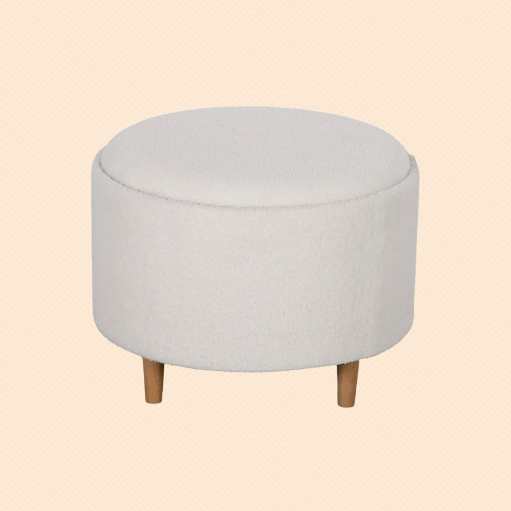 Hocker Weiß (56x56 cm) mit Stauraum – Teddyfleece Ottomane mit umkehrbarem Tablett-Deckel