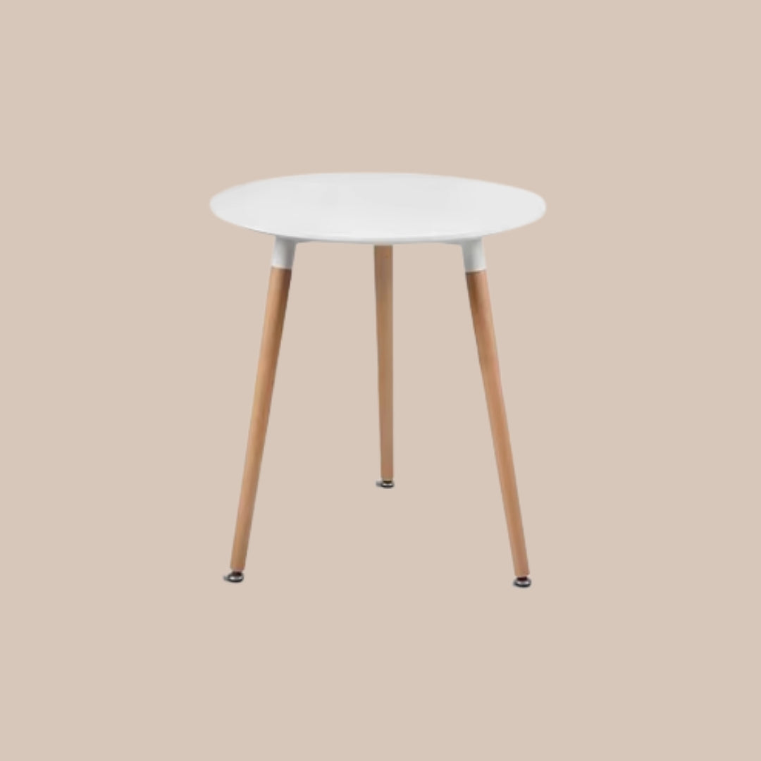 Moderner Weißer Runder Küchentisch - Massivholzbeine, Eames Stil